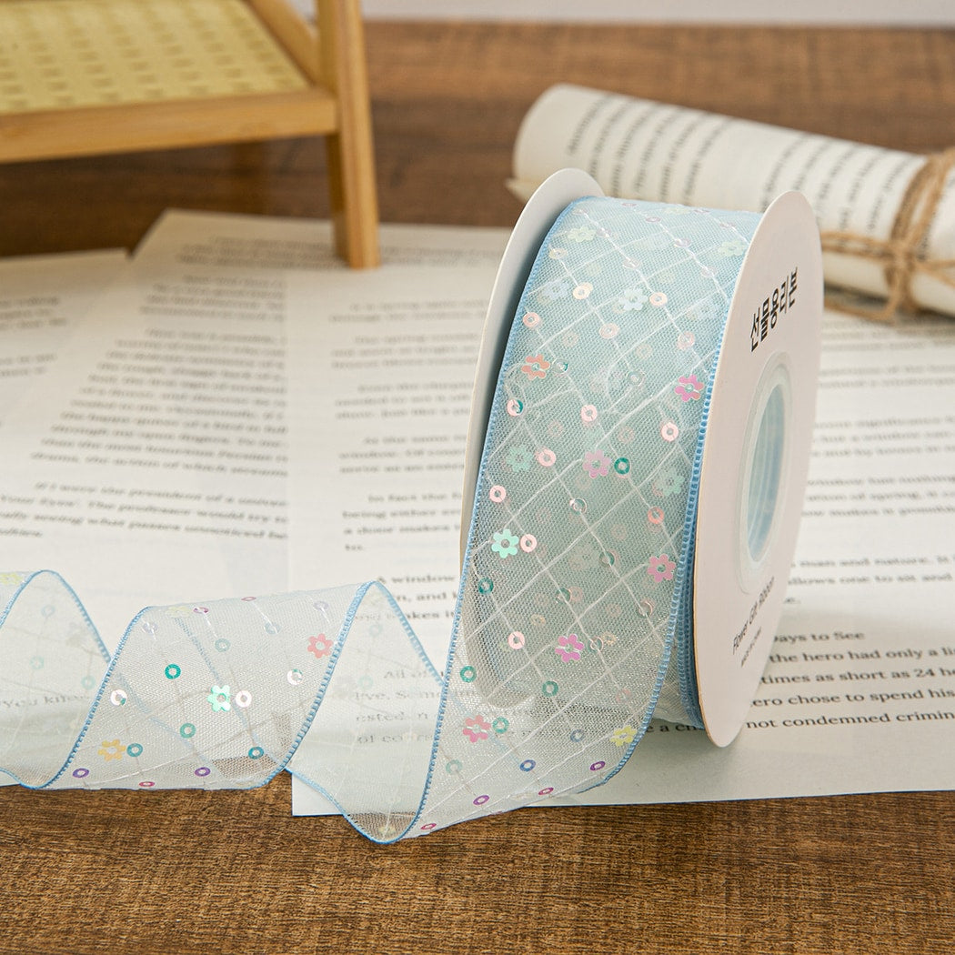 Rivora - DIY Sheer Sequin Grid Tulle Trim Ribbon