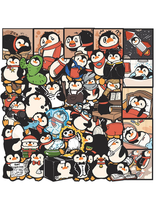 Lunira - 50 Pcs Cute Penguin Doodle Adhesive Stickers pack Oria & Co