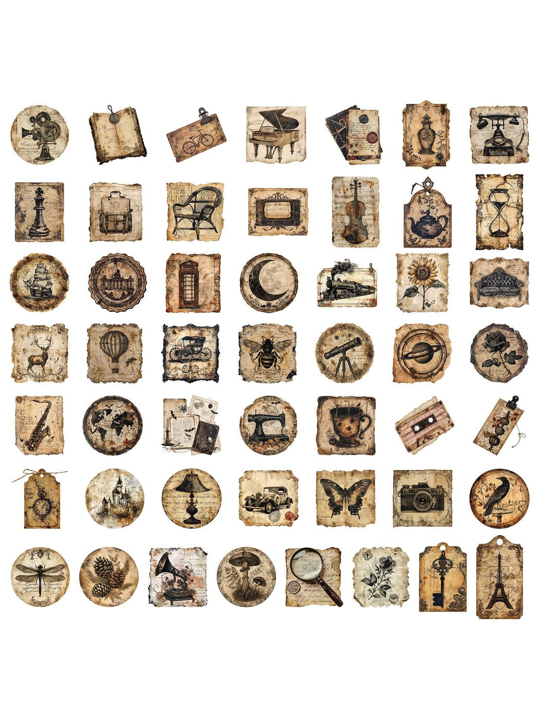 Lunira - Vintage Art Paper and PET Decorative Stickers pack Oria & Co
