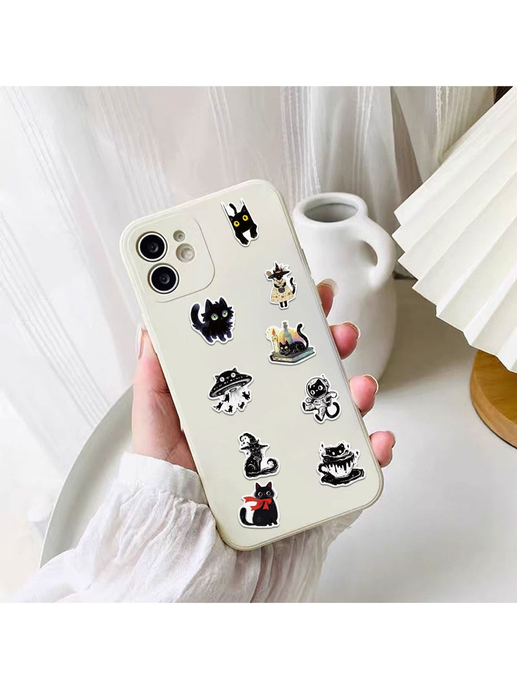 Lunira - Cute Cartoon Black Cat Adhesive Stickers pack Oria & Co