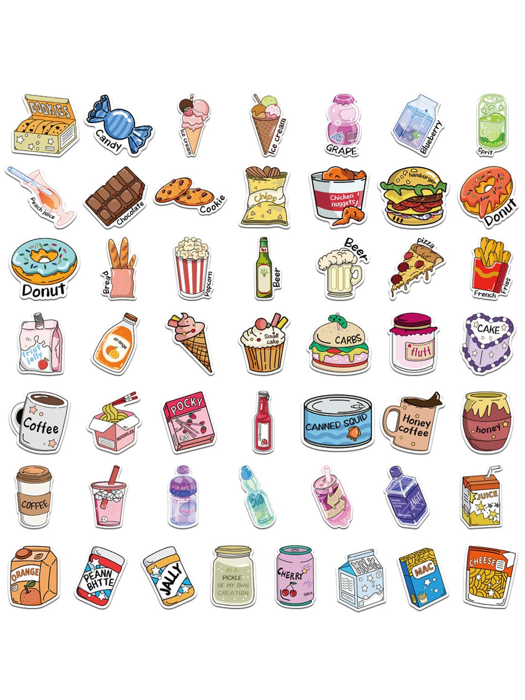Lunira - Cute Cartoon 50 Piece Printed Stickers Pack Oria & Co