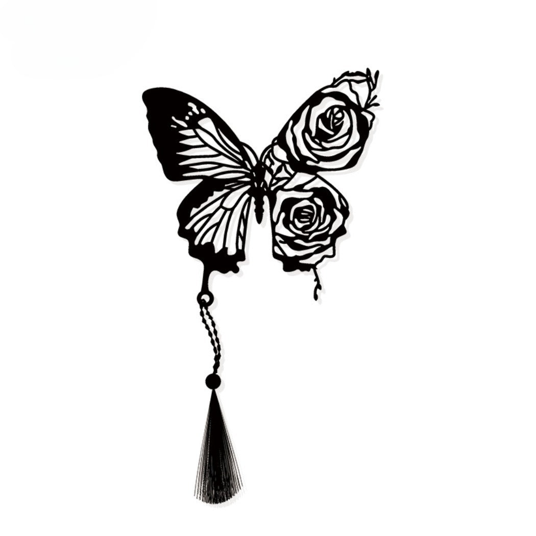 Novellea - Butterfly-Rose Long-Tassel Bookmark