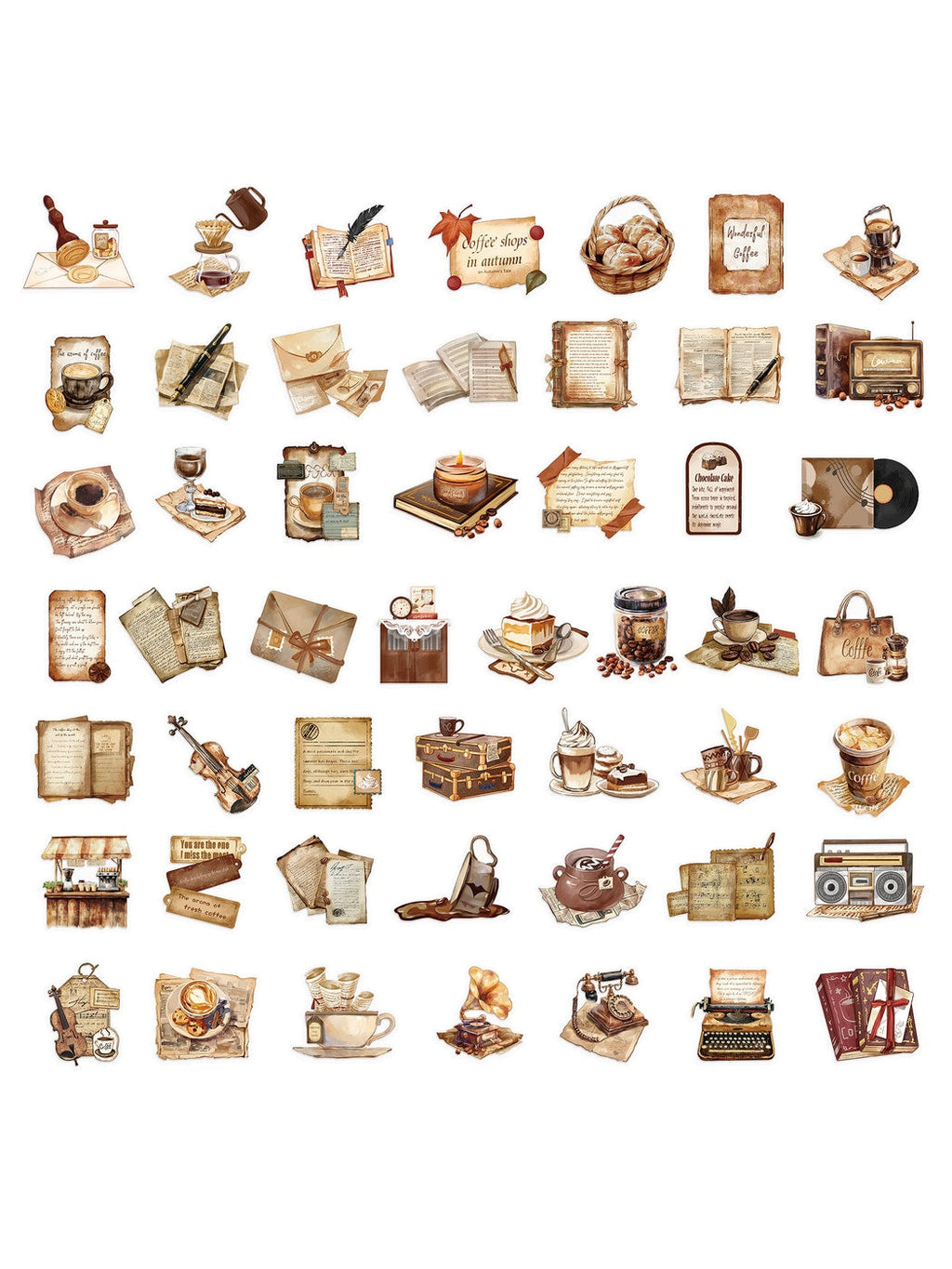 Lunira - Coffee Theme Decorative PET Stickers pack Oria & Co