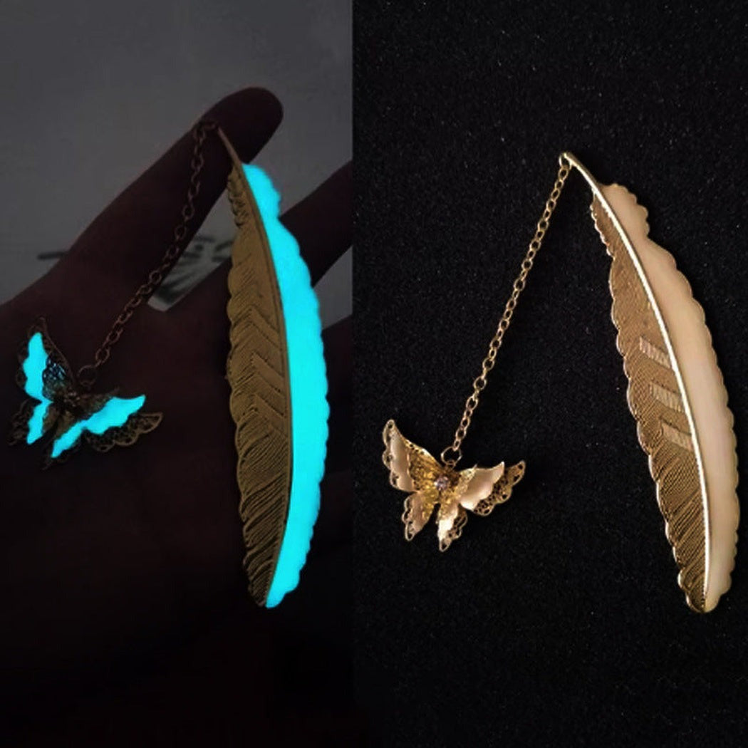 Novellea - Feather-Shaped Butterfly-Charm Bookmark