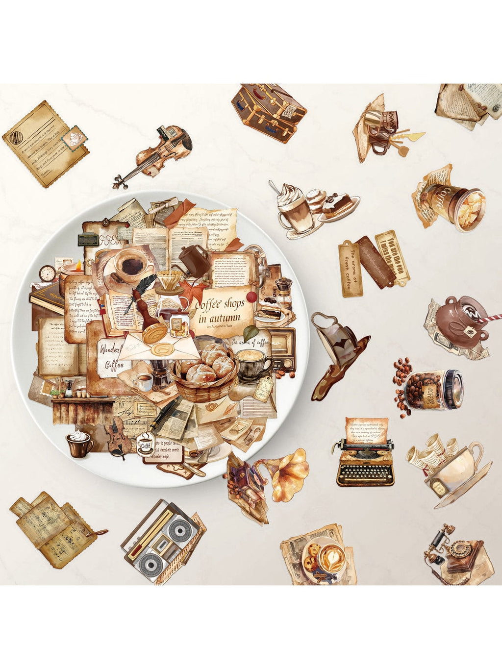 Lunira - Coffee Theme Decorative PET Stickers pack Oria & Co