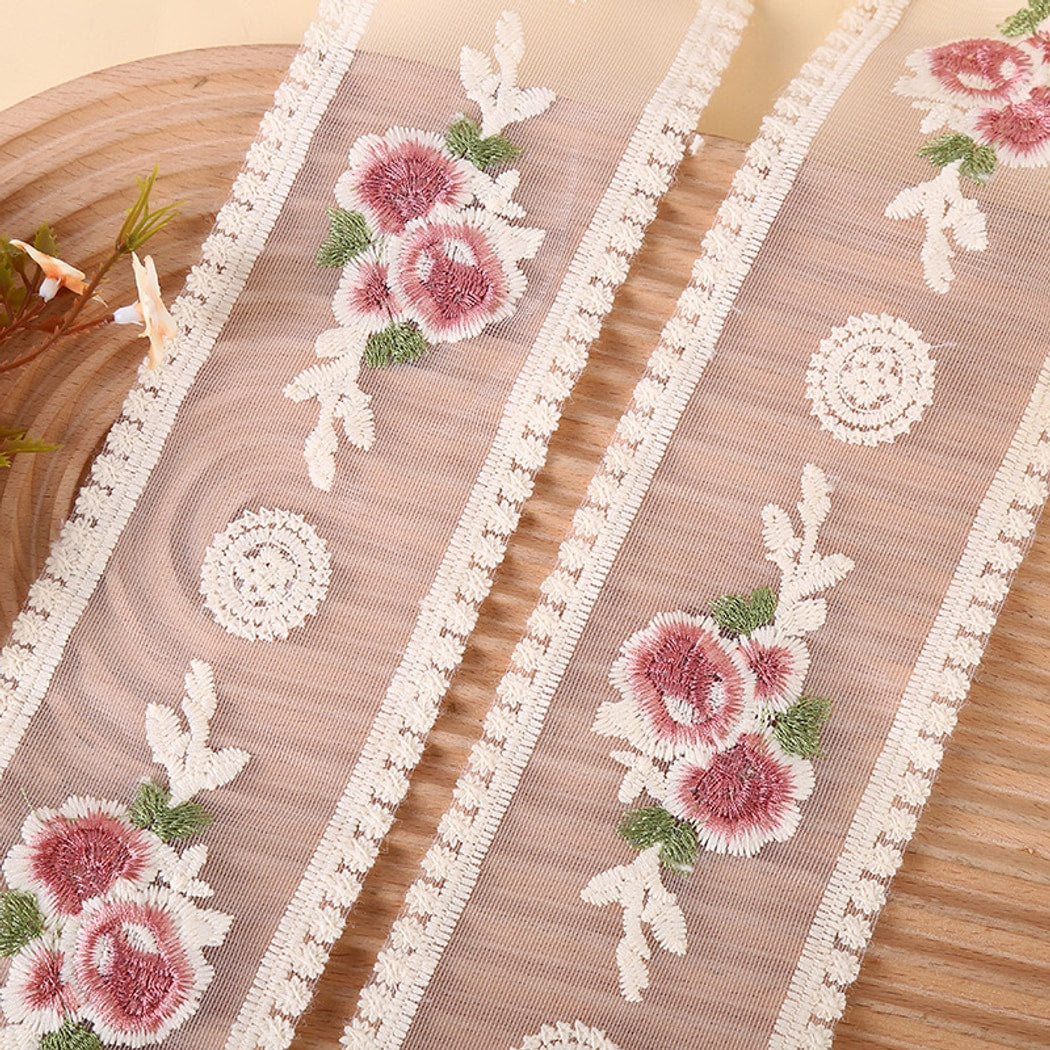 Rivora - DIY Rose Embroidery Lace Decorative Ribbon