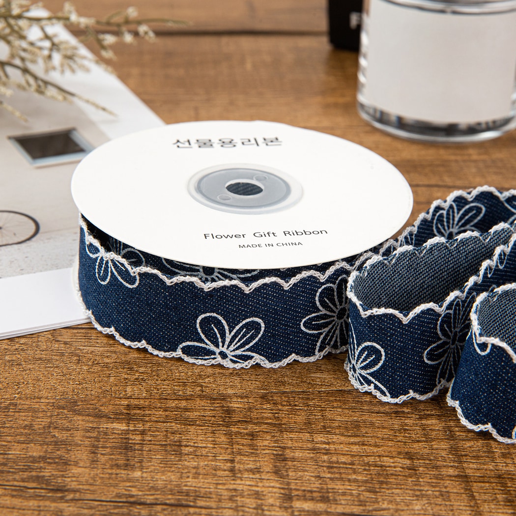 Rivora - DIY Denim Style Floral Pattern Ribbon