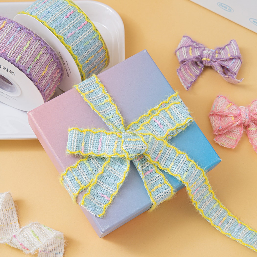 Rivora - DIY Macaron Style Checked Ribbon Trim