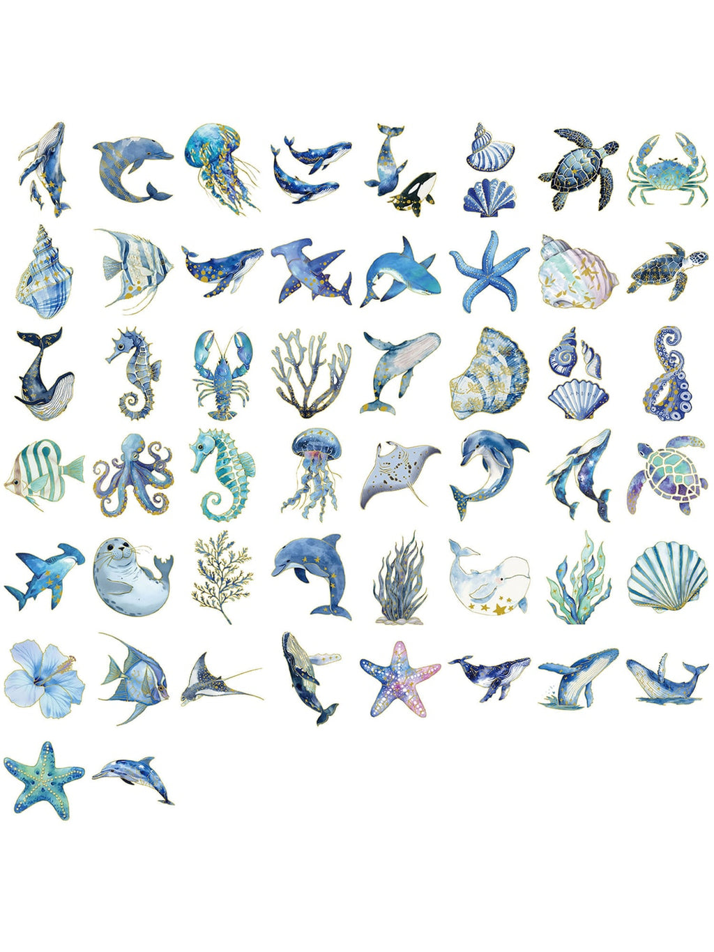 Lunira - Dolphin Whale Starfish Decorative Stickers pack Oria & Co