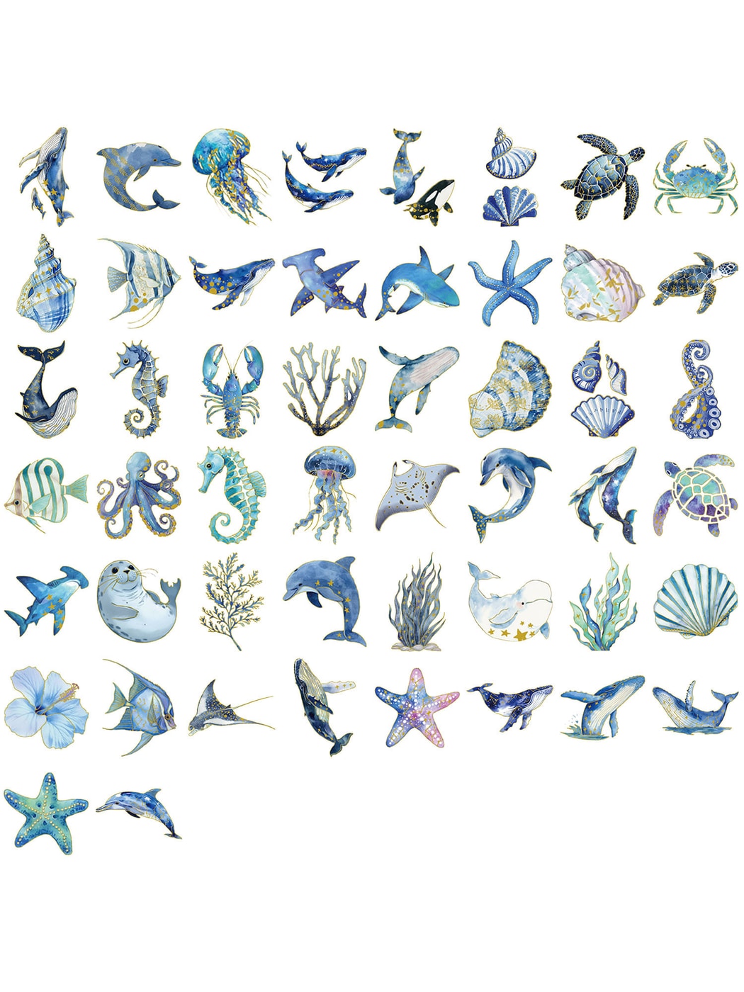 Lunira - Dolphin Whale Starfish Decorative Stickers pack Oria & Co
