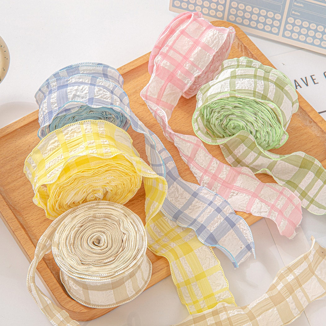 Rivora - DIY Ruffled Check Pleated Polyester Ribbon