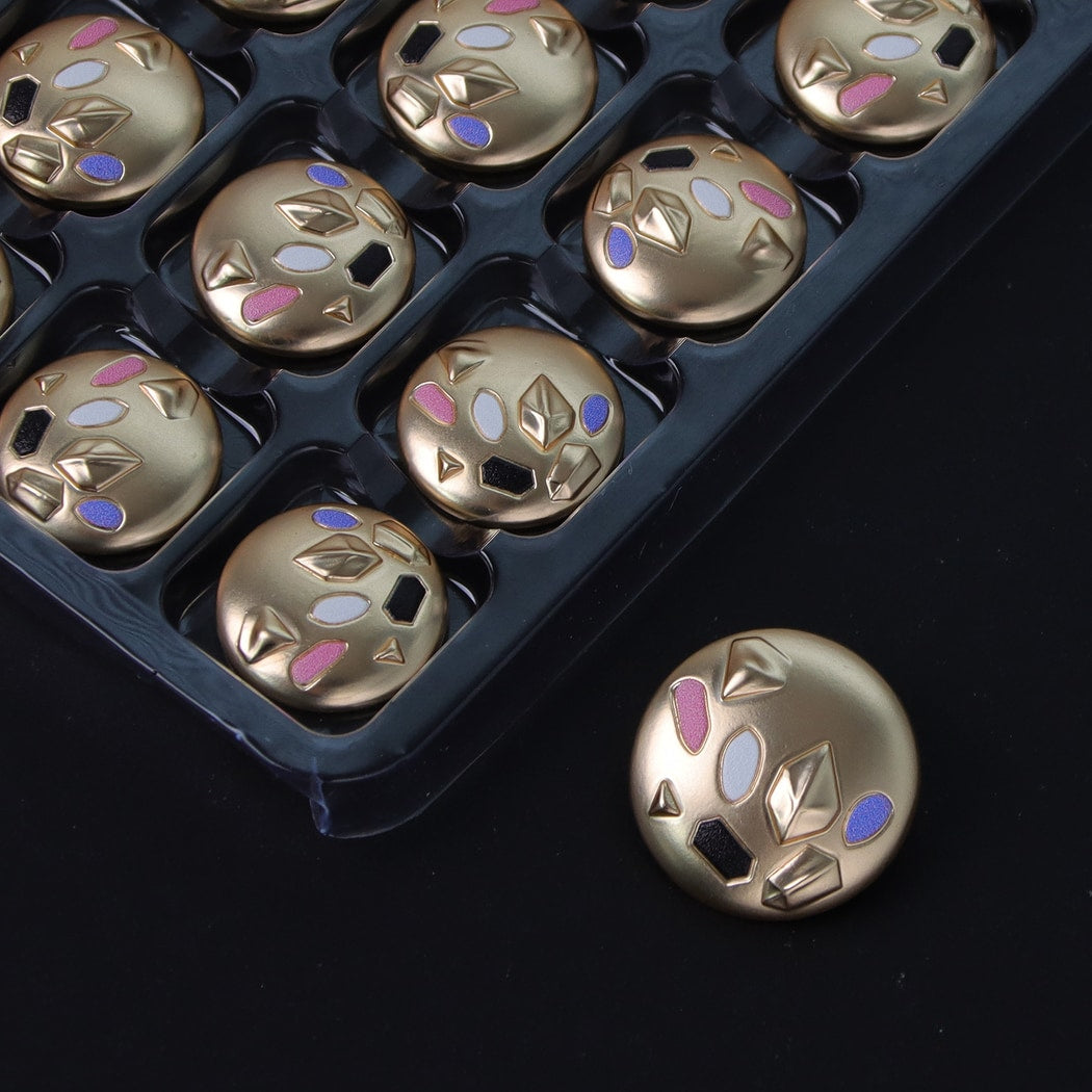 Bunli - 10 Pack DIY Round Embossed Alloy Shank Button