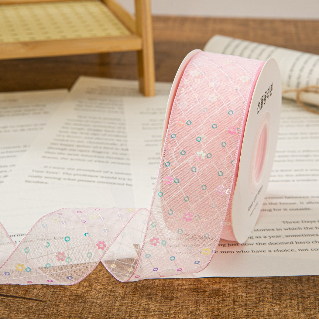 Rivora - DIY Sheer Sequin Grid Tulle Trim Ribbon