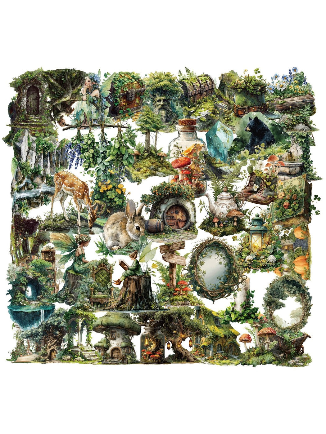 Lunira - 50 Piece Forest Theme Paper PET Stickers pack Oria & Co