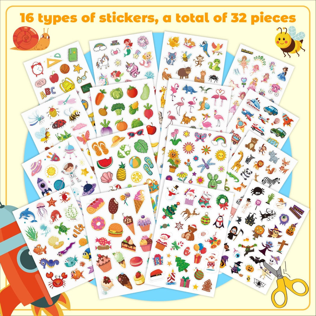 Lunira - Unicorn Cartoon 16-Piece Sticker Pack