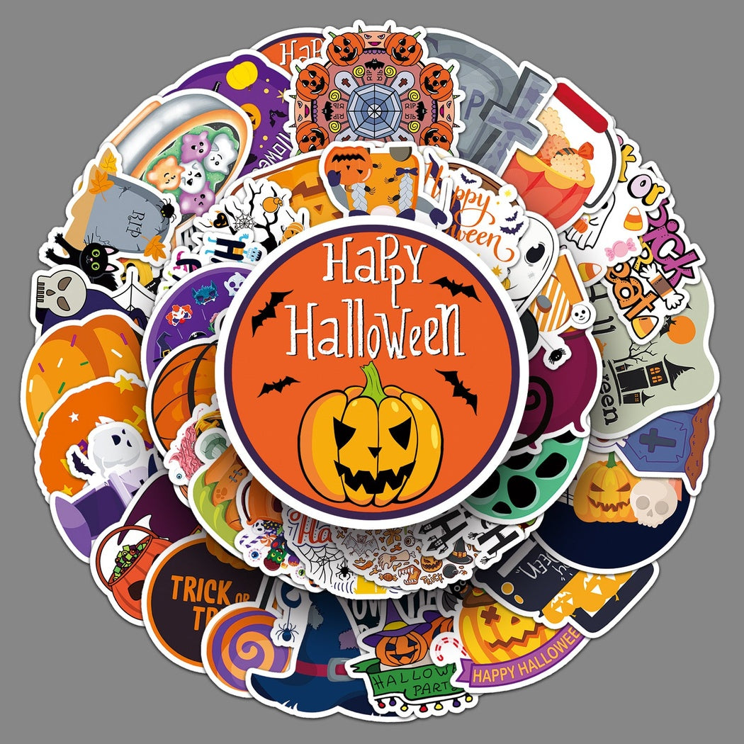 Lunira - Halloween Cartoon Orange 50-Piece Sticker Pack