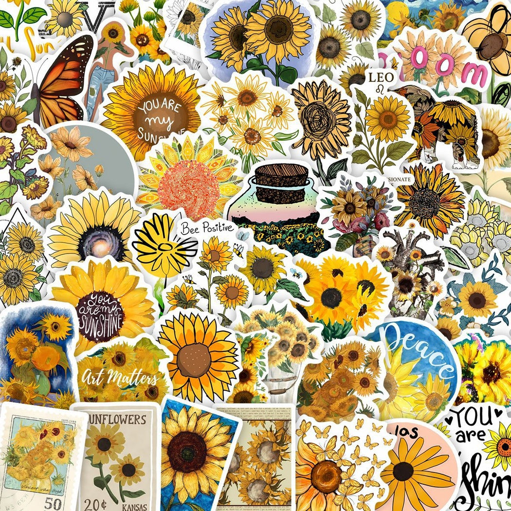 Lunira - Sunflower Doodle 50-Piece Sticker Pack