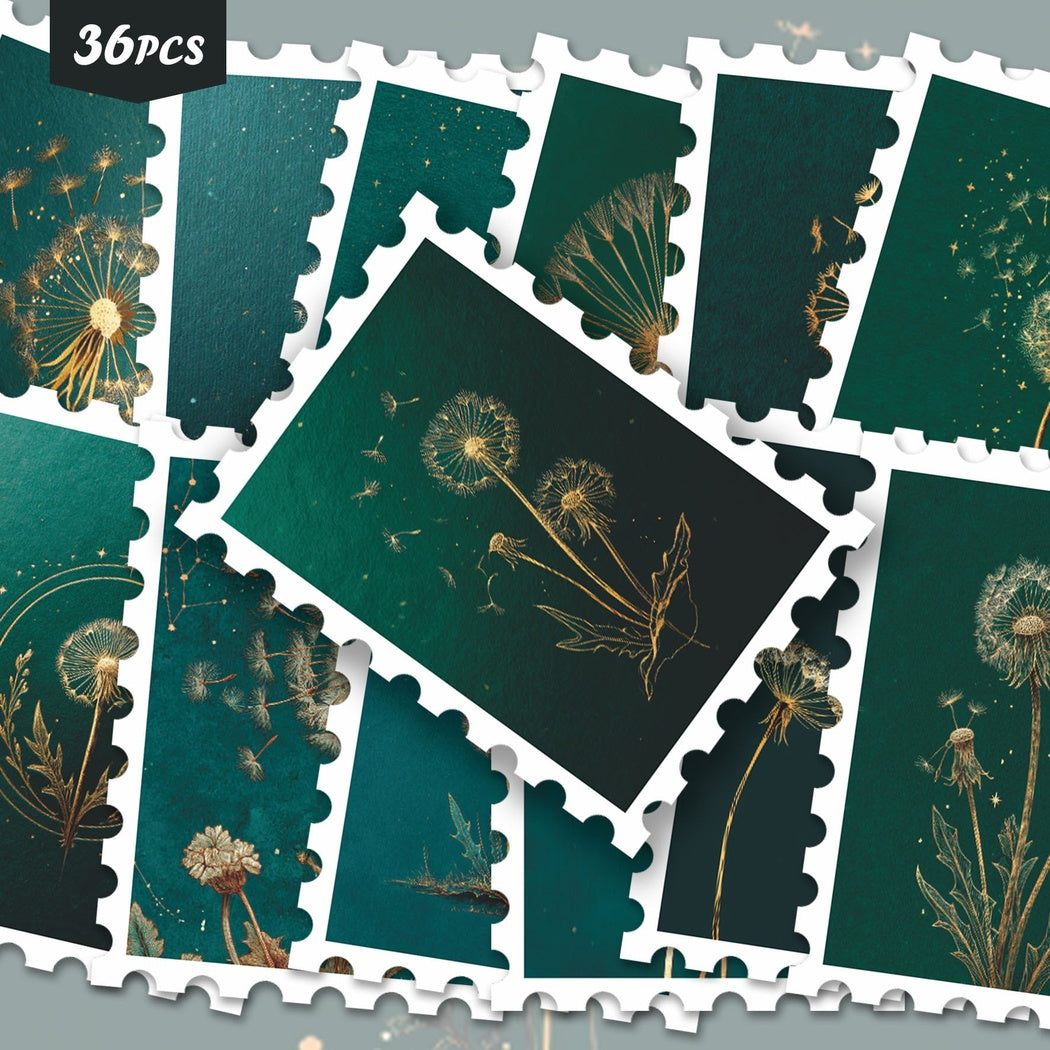 Lunira - Dandelion Postage Stamp 36-Piece Sticker Pack