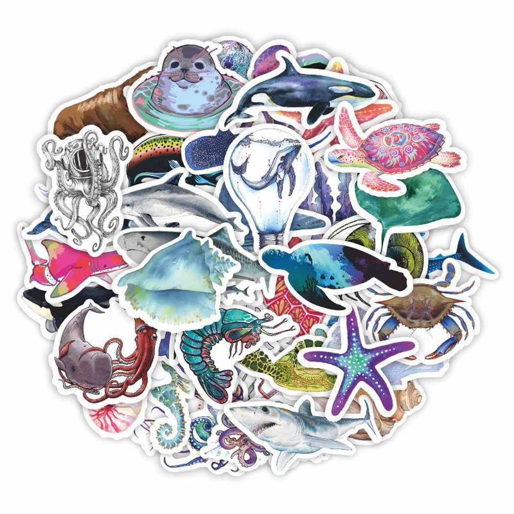 Lunira - Ocean Watercolor 50-Piece Sticker Pack
