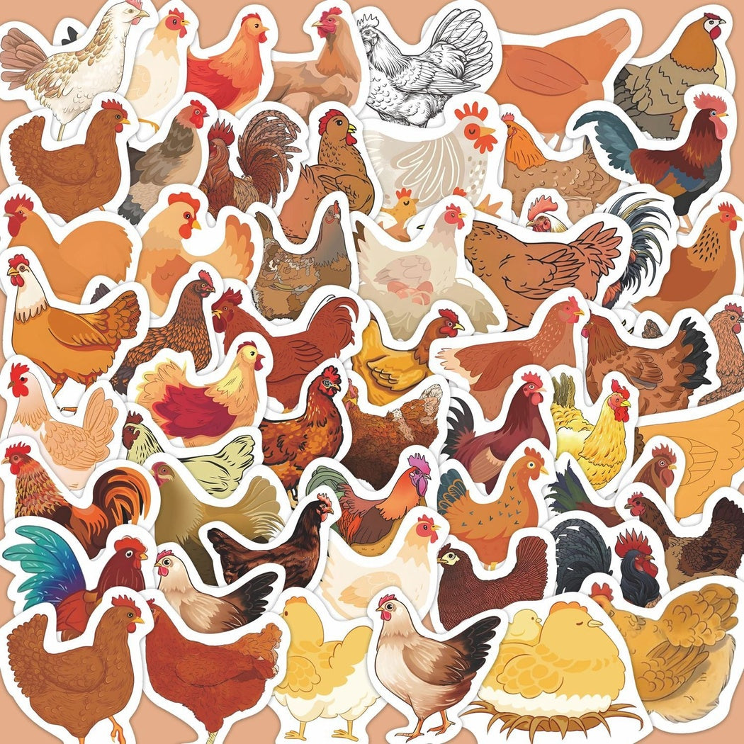 Lunira - Rooster Hen 54-Piece Sticker Pack