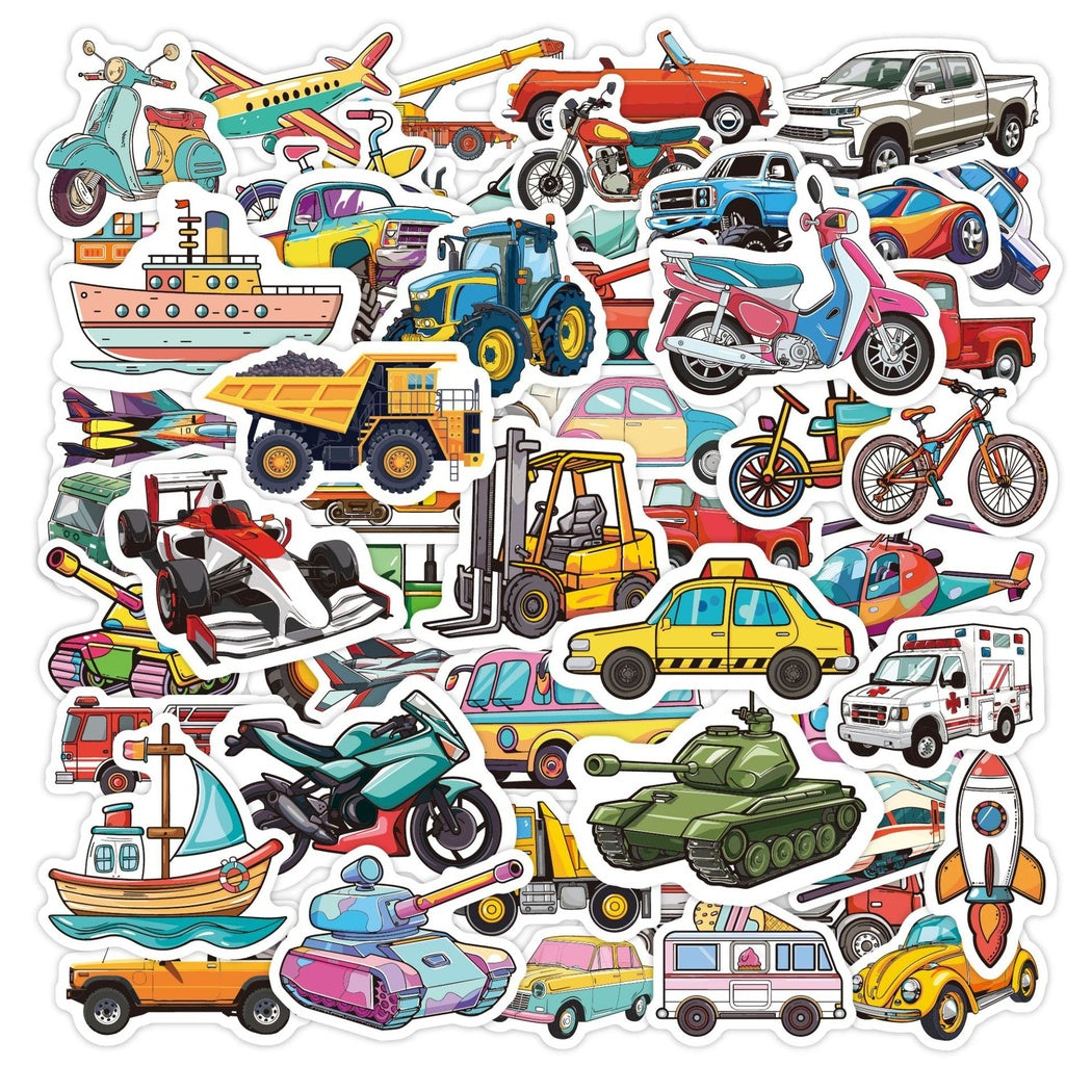 Lunira - Construction Vehicle Cartoon 50-Piece Sticker Pack