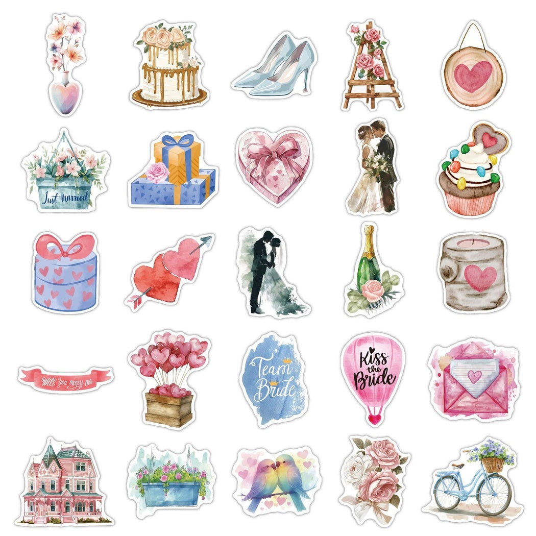Lunira - Wedding Watercolor 50-Piece Sticker Pack