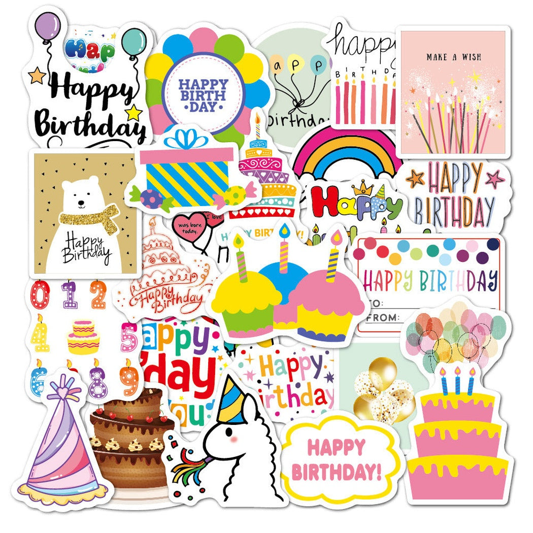 Lunira - Birthday Cartoon 27-Piece Sticker Pack
