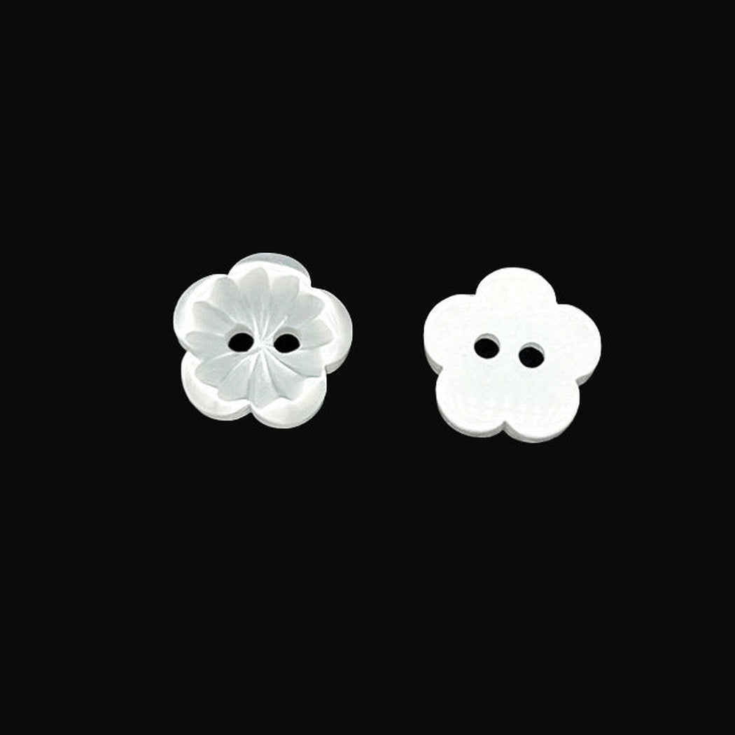 Bunli - DIY 10 Pack White Flower-Shaped Two-Hole Button