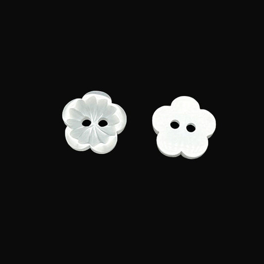 Bunli - DIY 10 Pack White Flower-Shaped Two-Hole Button