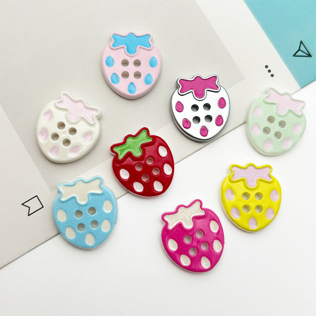 Bunli - DIY 10 Pack Polka Dot Strawberry-Shaped Four-Hole Button