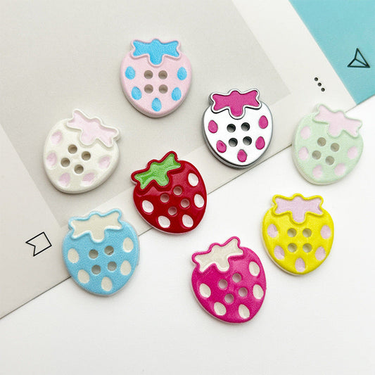 Bunli - DIY 10 Pack Polka Dot Strawberry-Shaped Four-Hole Button