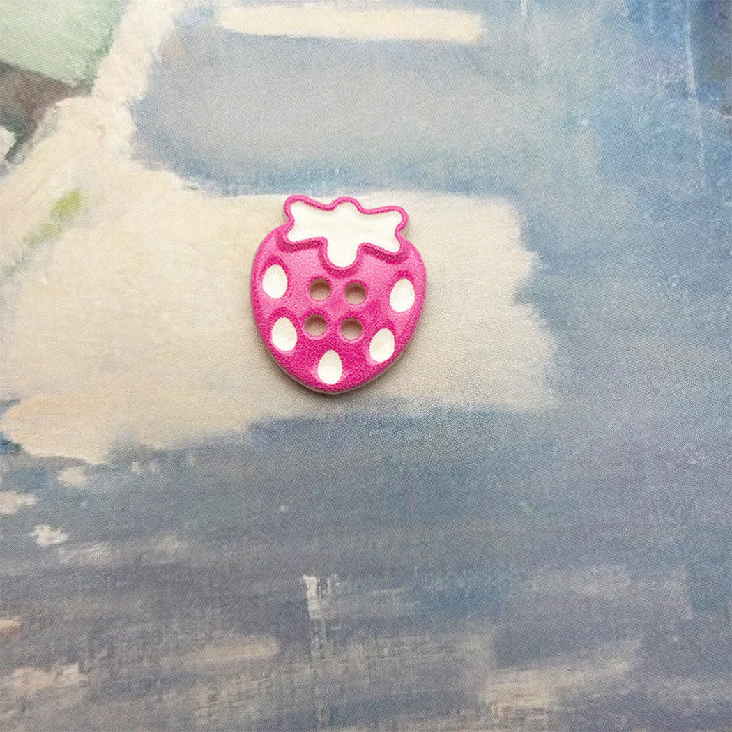Bunli - DIY 10 Pack Polka Dot Strawberry-Shaped Four-Hole Button