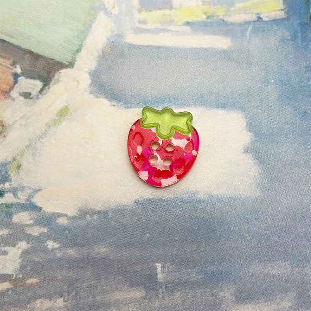 Bunli - DIY 10 Pack Patterned Strawberry-Shaped Four-Hole Button