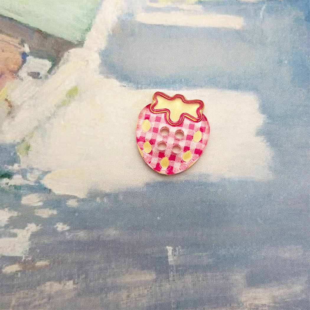 Bunli - DIY 10 Pack Patterned Strawberry-Shaped Four-Hole Button