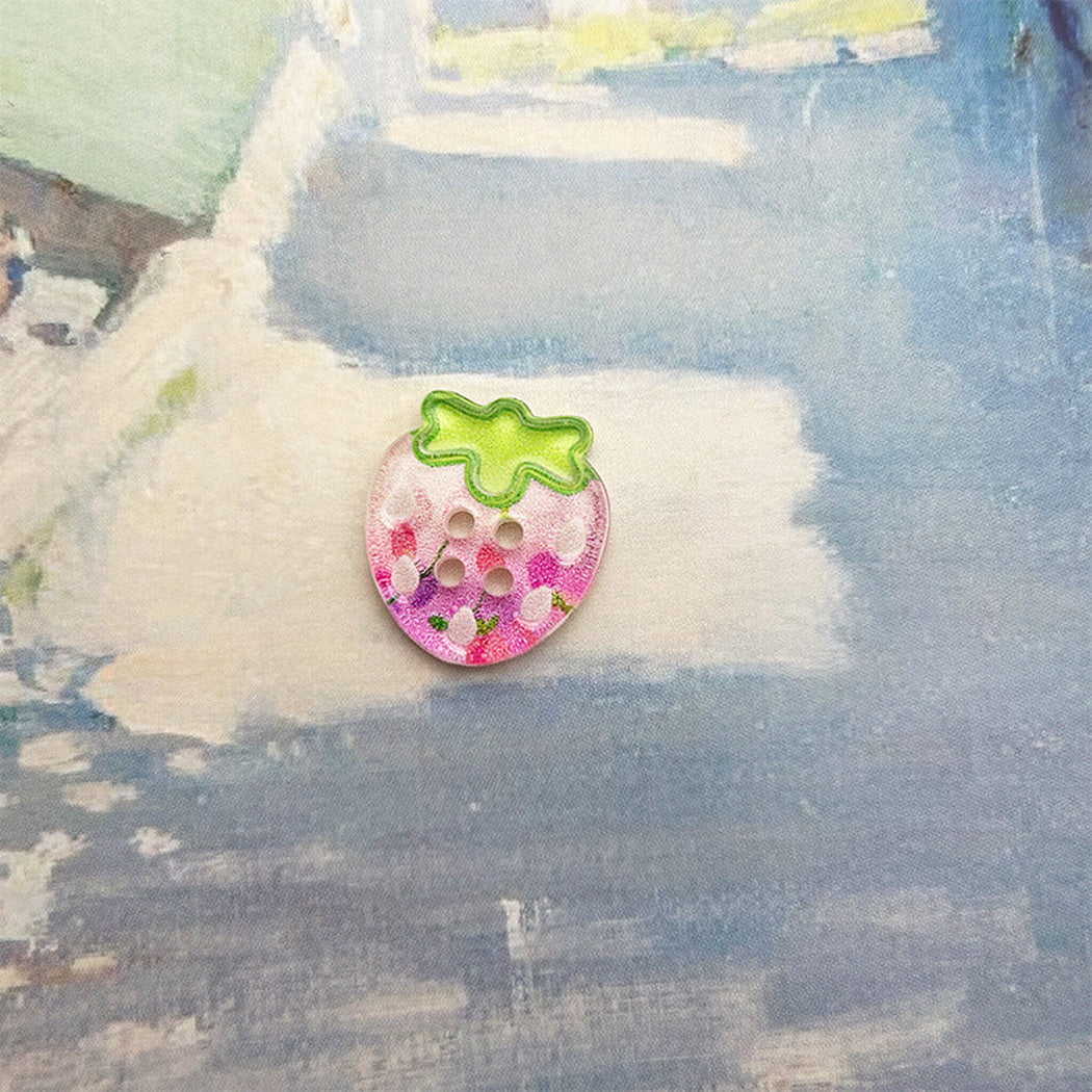 Bunli - DIY 10 Pack Patterned Strawberry-Shaped Four-Hole Button