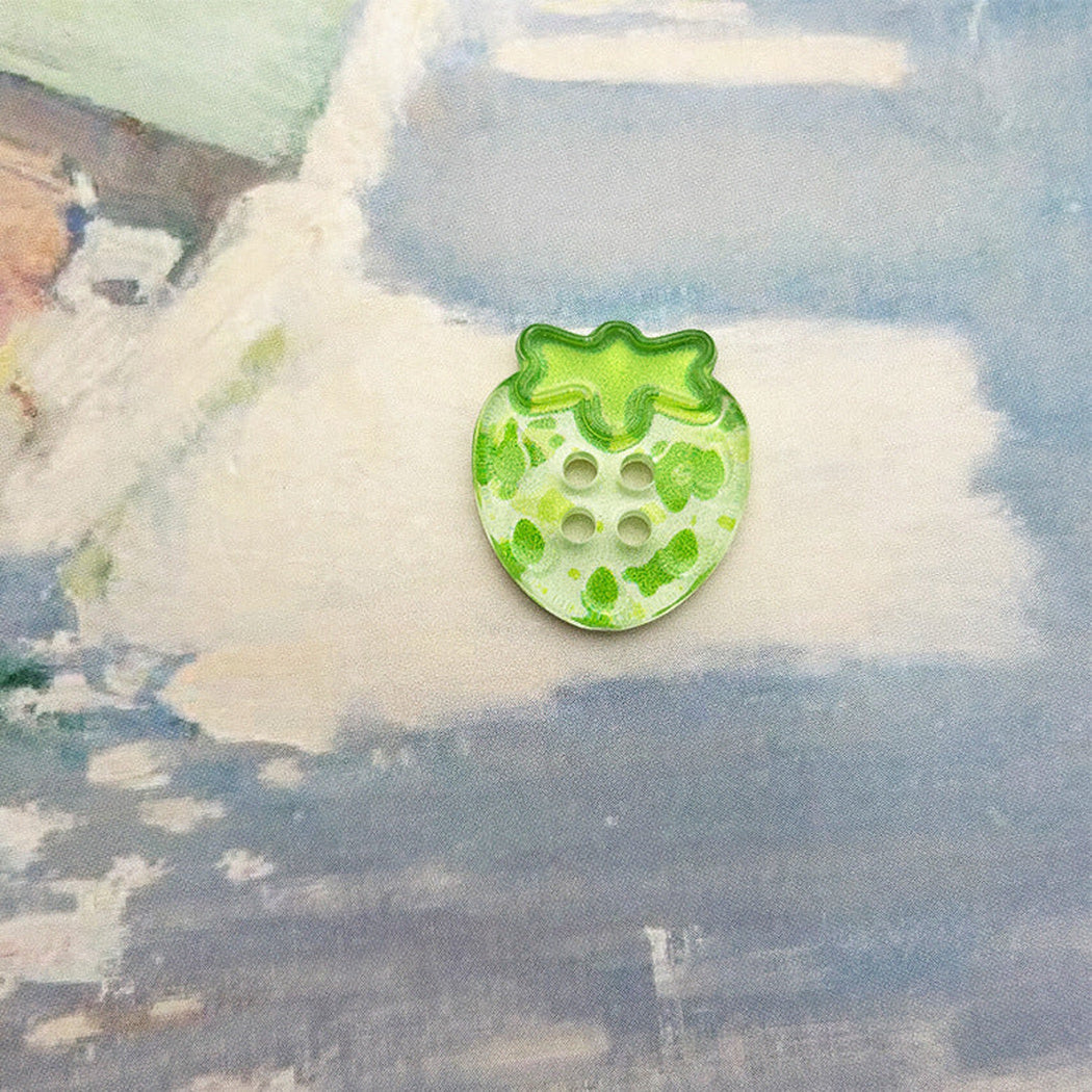 Bunli - DIY 10 Pack Patterned Strawberry-Shaped Four-Hole Button