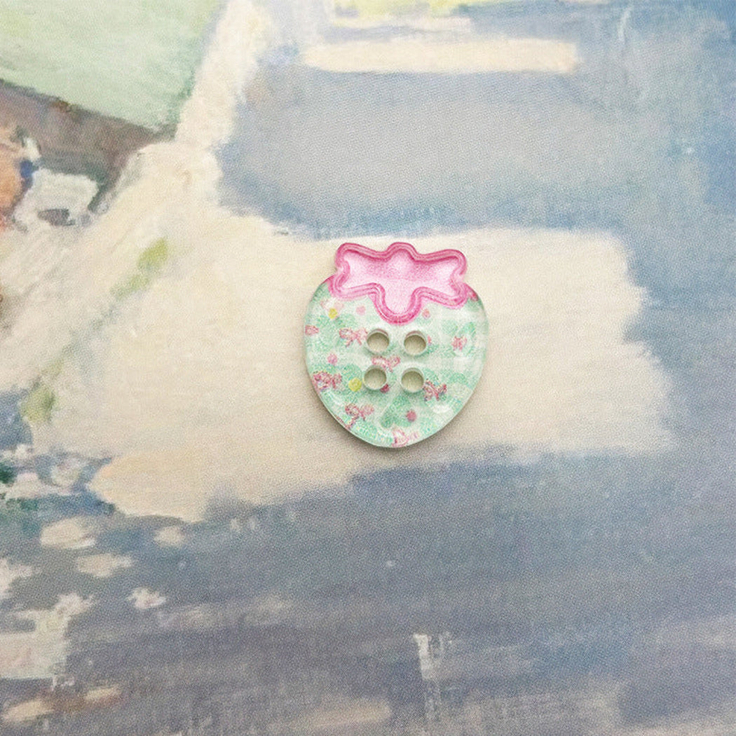 Bunli - DIY 10 Pack Patterned Strawberry-Shaped Four-Hole Button
