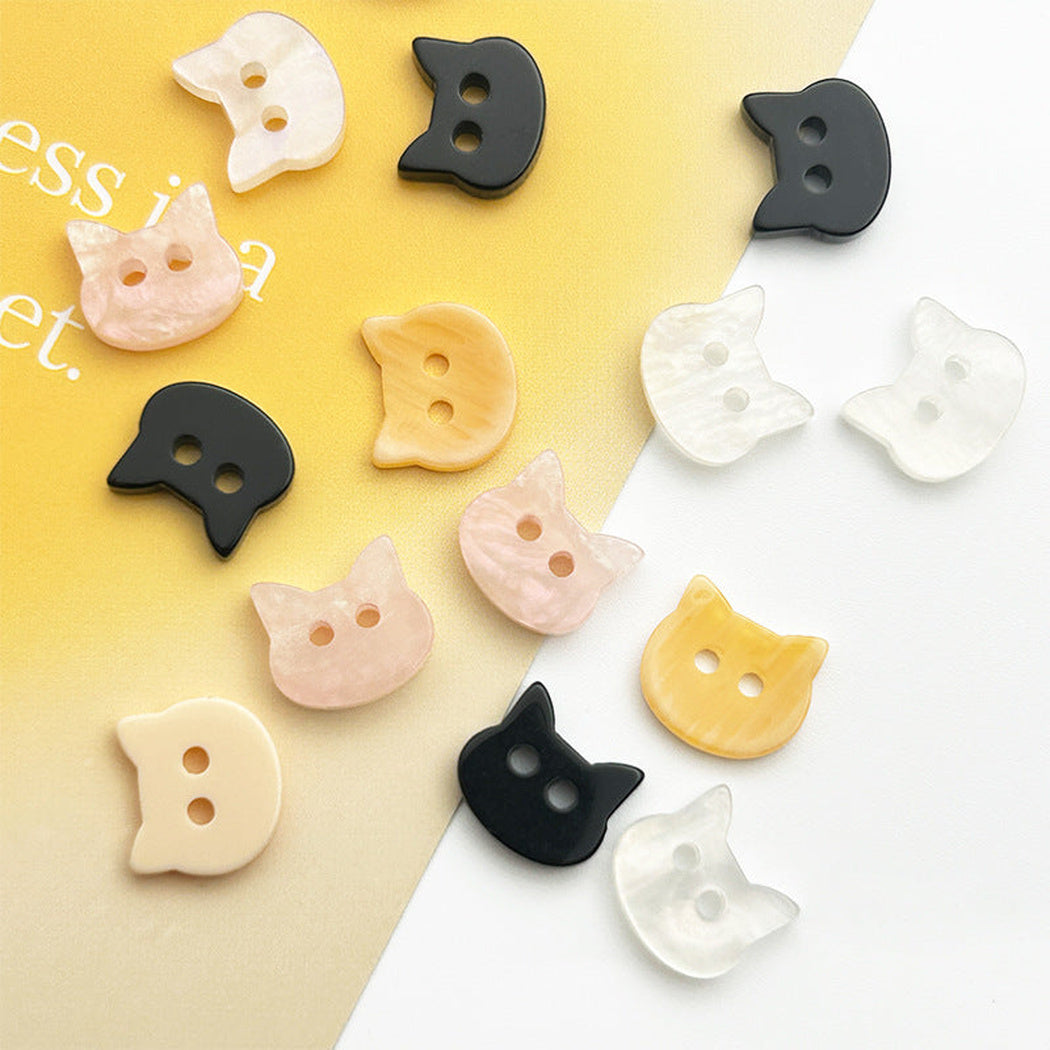 Bunli - DIY 10 Pack Cat-Shaped Two-Hole Button