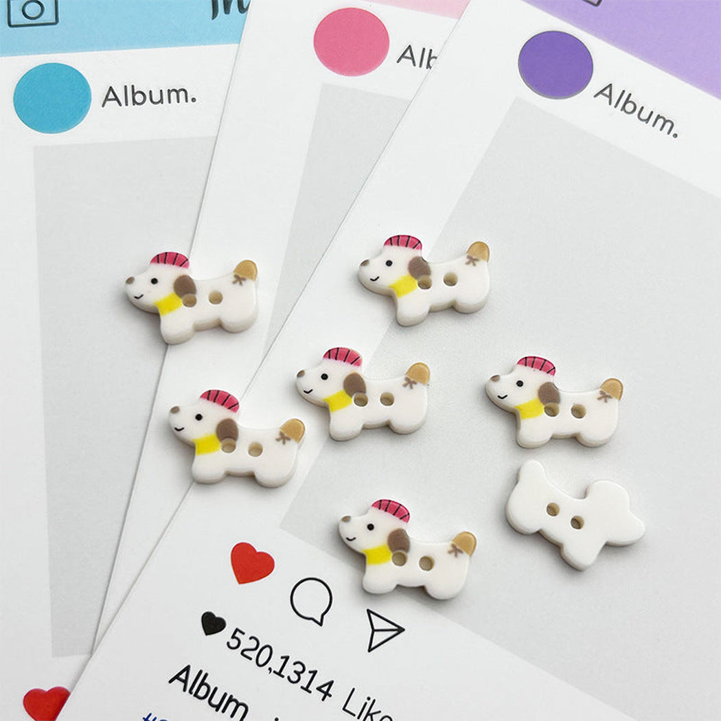 Bunli - DIY 10 Pack Dog-Shaped Two-Hole Button