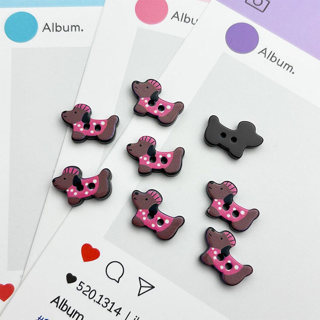 Bunli - DIY 10 Pack Dog-Shaped Two-Hole Button