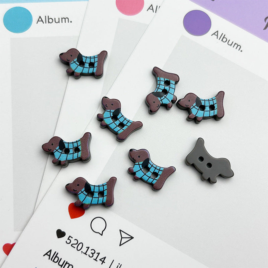 Bunli - DIY 10 Pack Dog-Shaped Two-Hole Button