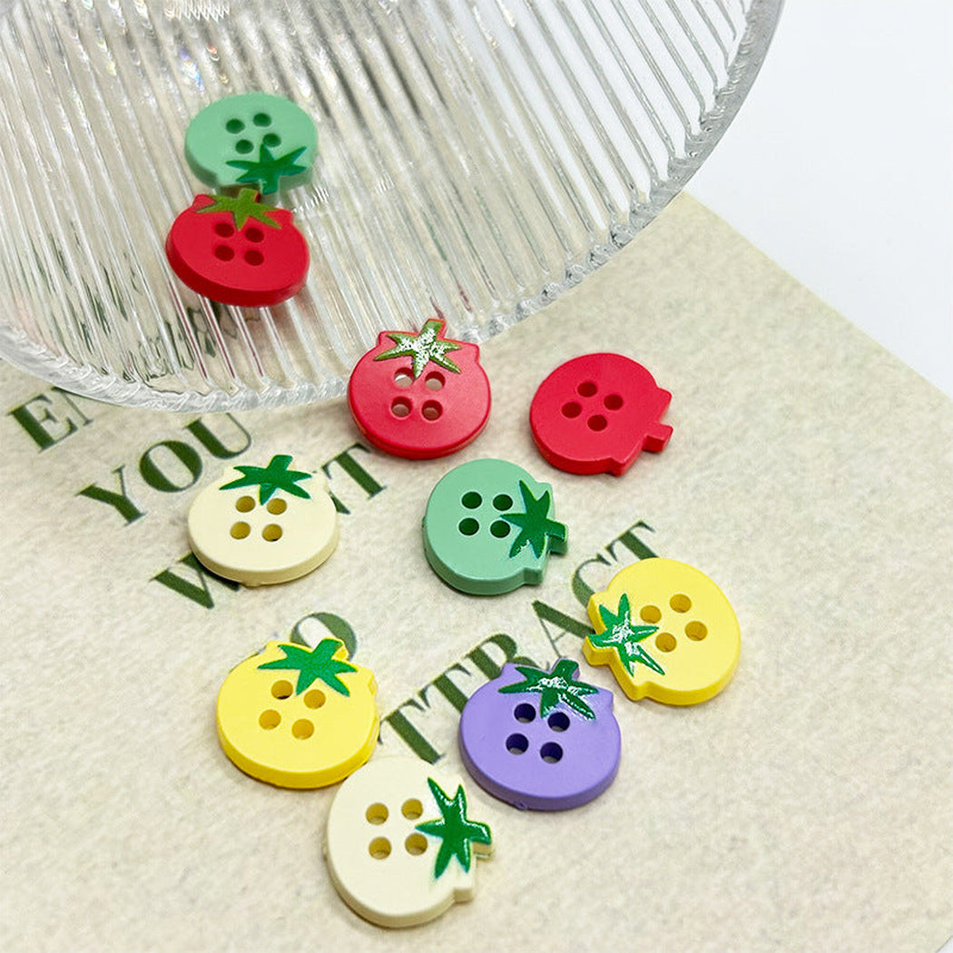 Bunli - DIY 10 Pack Tomato-Shaped Four-Hole Button