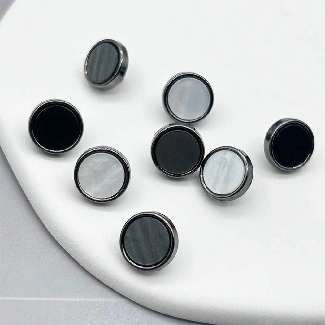 Bunli - DIY 10 Pack Metal-Rim Pearl-Effect Round Shank Button