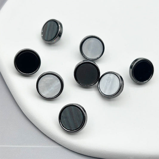 Bunli - DIY 10 Pack Metal-Rim Pearl-Effect Round Shank Button
