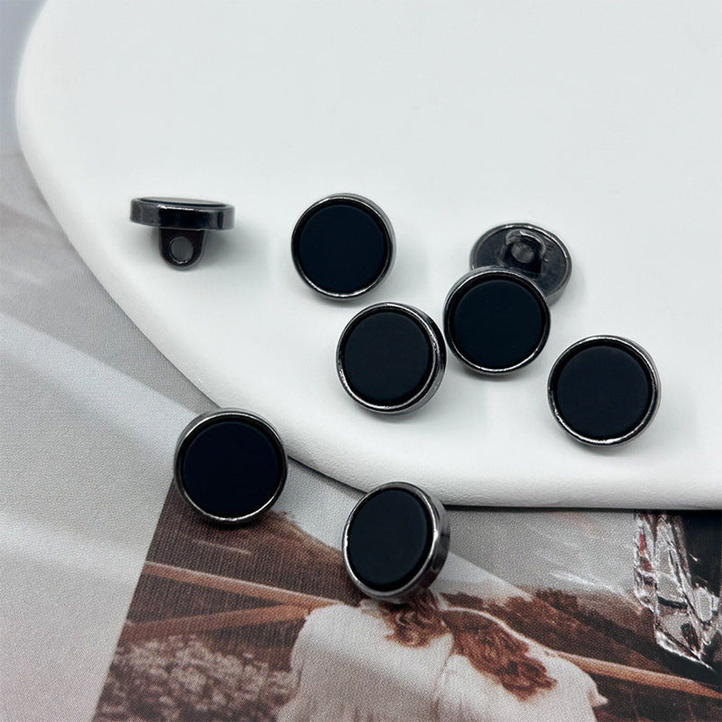 Bunli - DIY 10 Pack Metal-Rim Pearl-Effect Round Shank Button
