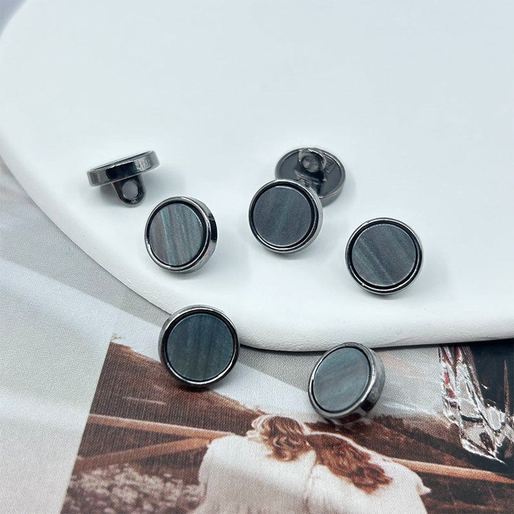 Bunli - DIY 10 Pack Metal-Rim Pearl-Effect Round Shank Button