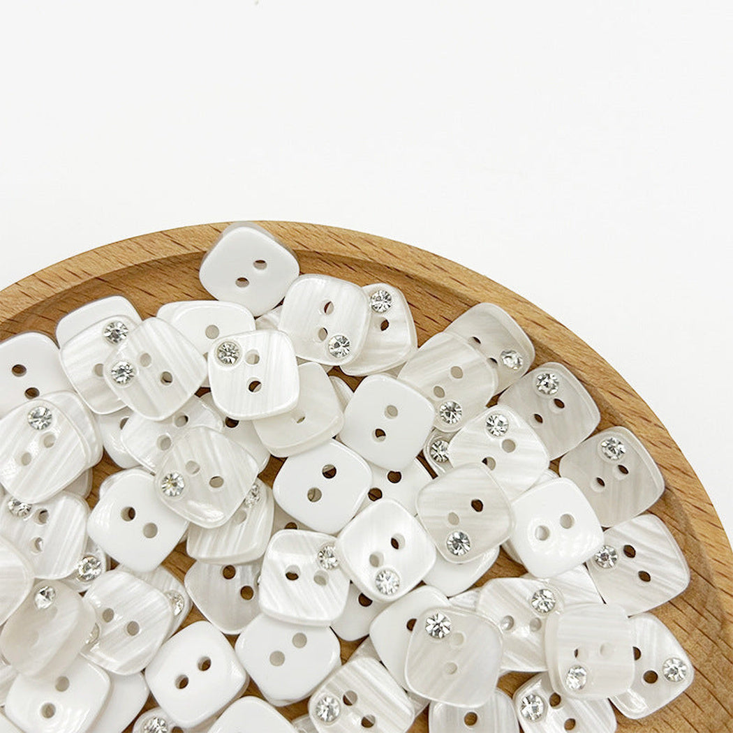 Bunli - DIY 10 Pack Rhinestone Square Two-Hole Button