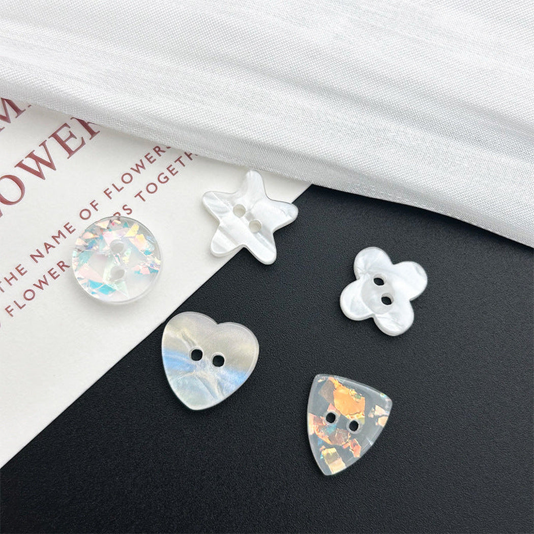 Bunli - DIY 10 Pack Iridescent Mixed-Shape Two-Hole Button