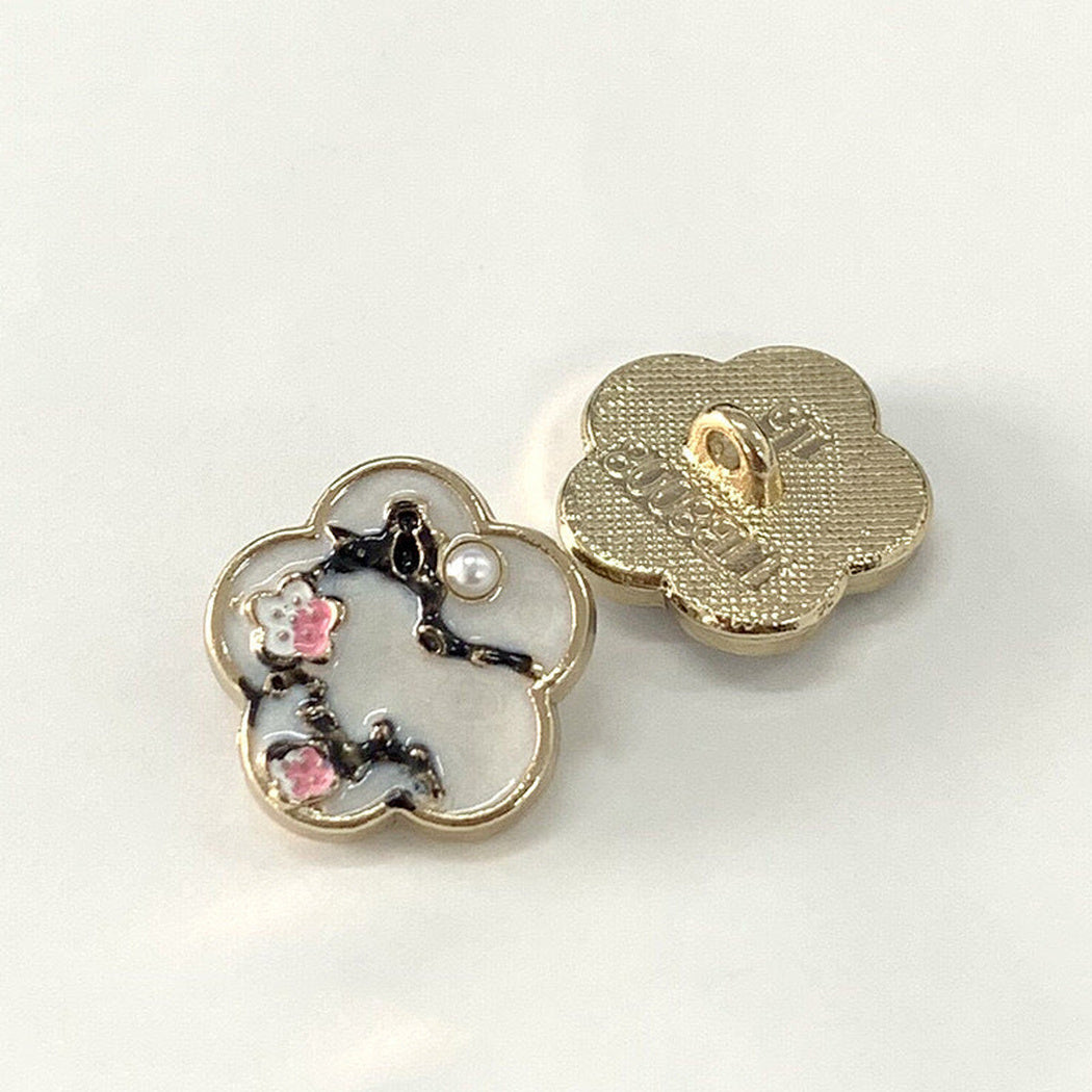 Bunli - DIY 10 Pack Botanical Motif Metal Button