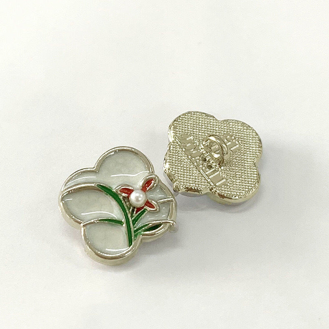 Bunli - DIY 10 Pack Botanical Motif Metal Button